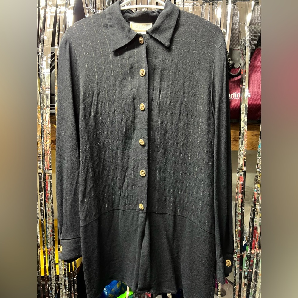 Vintage CLEO Black Button Down Blouse